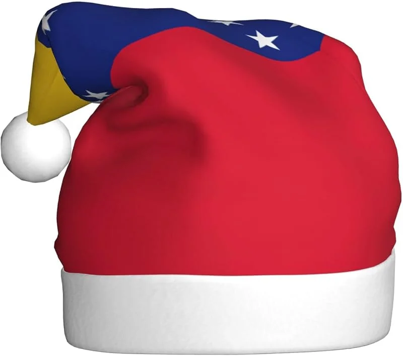 Marke: Tamiger Weihnachtsmützen mit Flagge von Venezuela, saisonal, festlich — Weihnachtsmode