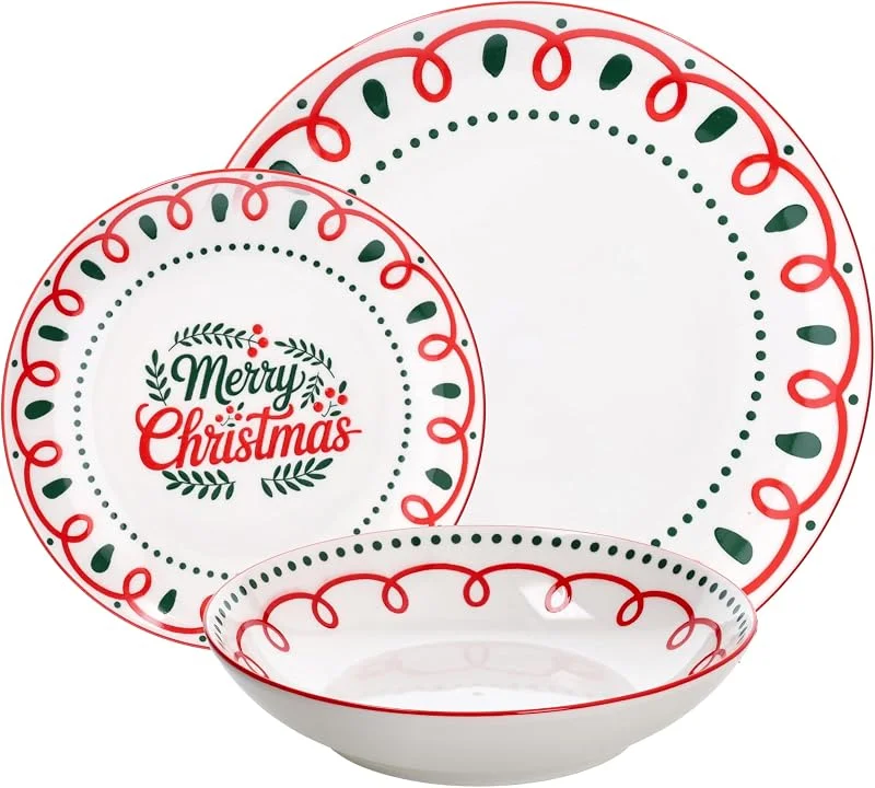 Marke: Tognana Tognana Holly Bloom Tafelservice, 18-teilig, für 6 Personen, Porzellan, rot — Advent und Tisch