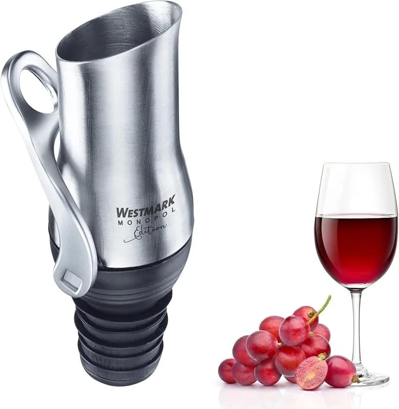Besuche den Westmark-Store Westmark Weinausgießer mit Verschließmechanismus, Monopol Edition, Rostfreier Edelstahl, Silikon, Luca, Silber, Schwarz, 61863360 — Wein und Festtafel