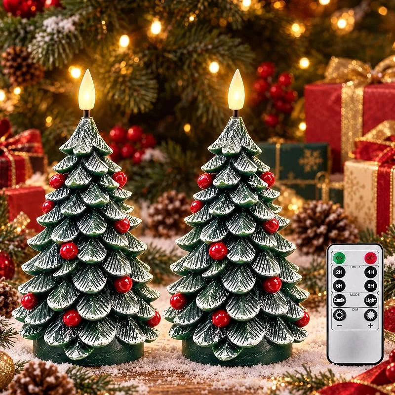 Marke: Uooglle 2 Stück flammenlose Weihnachtsbaum-LED-Kerzen, Tischdekoration — Weihnachtsbeleuchtung