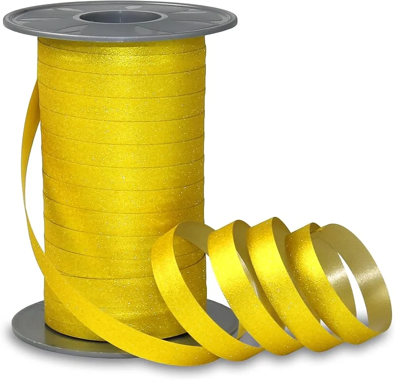 Besuche den PRÄSENT-Store PRÄSENT POLY GLITTER Ringelband senfgelb, 100 m Geschenkband, Schleifenband in 10 mm Breite, edles Dekoband für festliche Anlässe — Geschenkverpackung