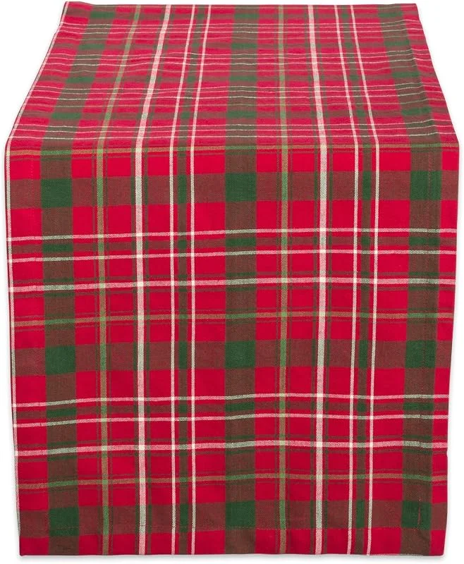 Marke: DII DII Holiday Esstisch Linen Collection Tartan Stechpalmen-Plaid, Baumwolle, rot, grün, Christmas Table Runner, 14x108 — Küche & Haushalt