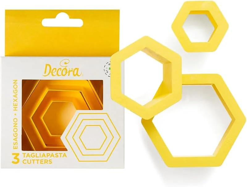 Marke: Decora Dekorieren, Set Ausstechformen sechseckig, Kunststoff, Gelb, 1, 5, 2, 5, 3, 5 x 2, 2 cm (Pack von 3) — Weihnachtskueche