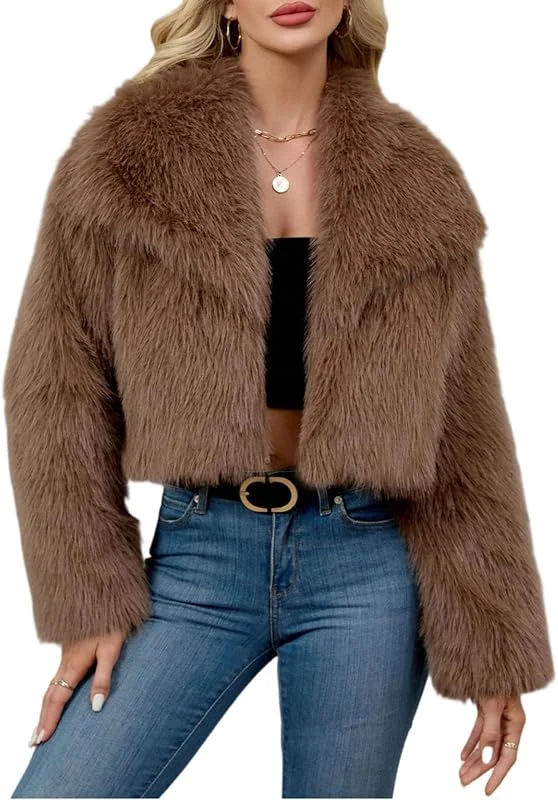 Besuche den Ansenesna-Store Ansenesna Felljacke Damen Kurz Winter Flauschig Winterjacke Mit Fell Warm Kunstfell Jacke Ohne Kapuze Wintermantel Frauen Elegant Pelz Mantel Damen-Jacken Plüsch Fellmantel Kunstpelz Pelzmantel — Heizkleidung