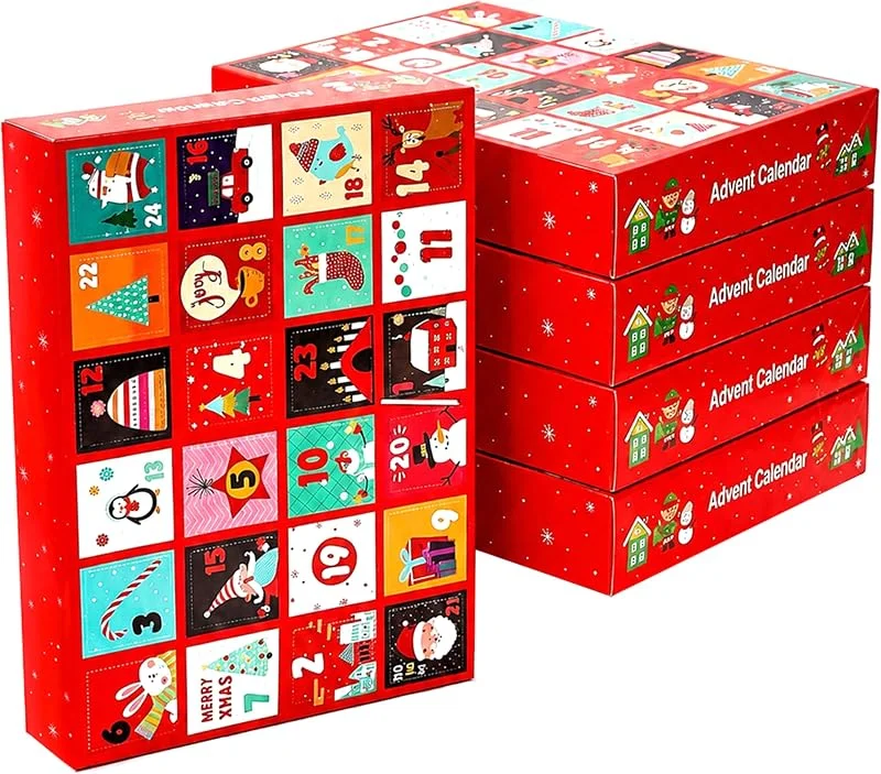 Marke: Faticenic 5er-Pack DIY-Adventskalender, 24 Tage leere Weihnachts-Adventskalenderbox, 2026 nachfüllbare Box zum Befüllen, Rot — Advent und Tisch
