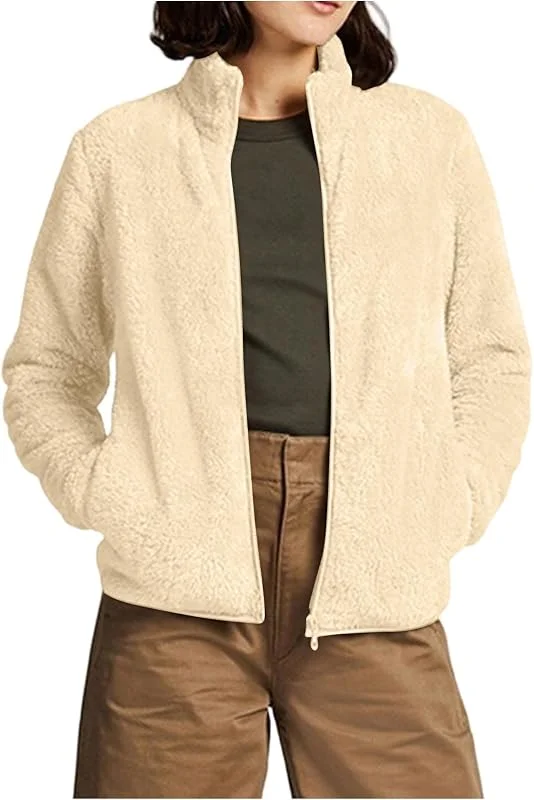 Besuche den Ansenesna-Store Ansenesna Teddyjacke Damen Winter Flauschig Winterjacke Warm Gefüttert Teddy Fleecejacke Teddyfleece Jacke Stehkragen Plüsch Wintermantel Elegant Teddyfell Mantel Frauen Fleece Damen-Jacken — Heizkleidung
