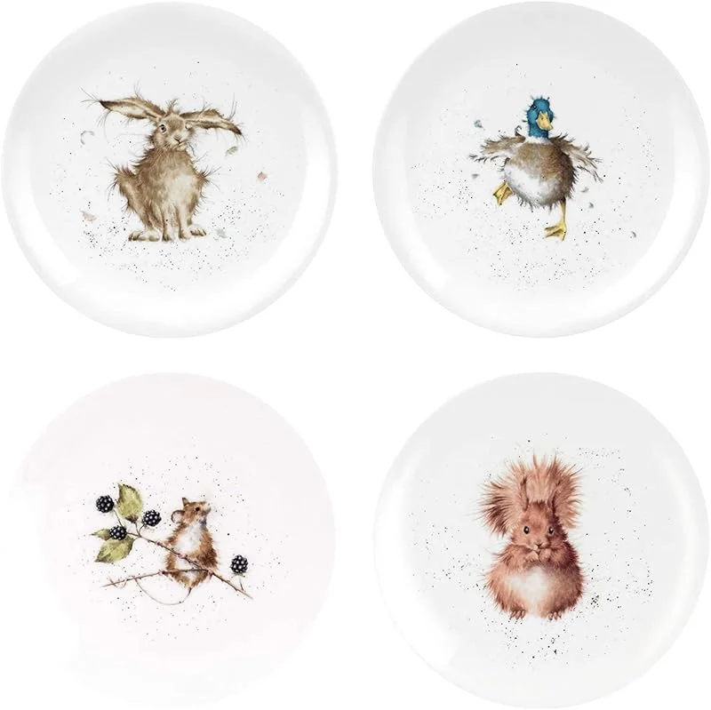 Marke: Royal Worcester Wrendale Coupé-Teller, 20, 3 cm, verschiedene Designs, 4 Stück — Advent und Tisch