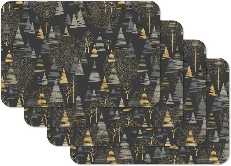 Besuche den Venilia-Store Venilia Tischset Golden trees, Platzset für Esszimmer, Telleruntersetzer, Weihnachten Tischdekoration, Weihnachtliche Platzdeckchen, abwischbar, lebensmittelecht, 45 x 30 cm, 4 Stück — Küche & Haushalt