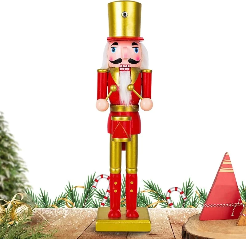 Marke: Genérico Genérico Weihnachtssoldat, Nussknacker, traditionelle bemalte Nussknacker-Figuren, Sammlerdekoration für Tisch, , Fenster, Küche, Party, Kamin, Vitrine — Weihnachtsdeko