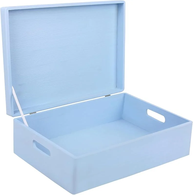 Besuche den Creative Deco-Store Creative Deco XL Blau Große Holzkiste mit Deckel Weihnachten 40x30x14 cm — Geschenkverpackung