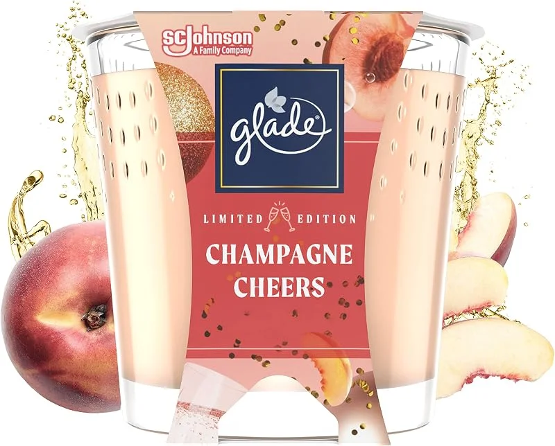 Besuche den Glade-Store Glade (Brise) Duft-Kerze im Glas, Champagne Cheers, mit ätherischen Ölen angereichert, 6er Pack (6x129 g) — Kerzenlicht Abendessen