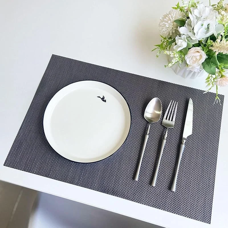 Besuche den Epinki-Store Epinki Tischsets Platzsets Modern Quadratisch, 2er Set 30x45CM Platzset Natur Falsche Leinen Gewebt Texture Anti-Rutsch aus PVC, Tischmatte Weihnachten Schwarz Braun für Küche und Hotel — Küche & Haushalt