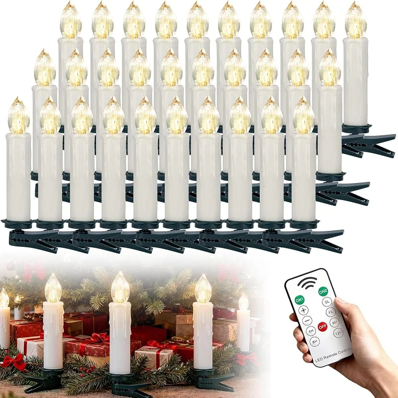 Marke: Kidsgigglz 30er set LED Kerzen, Weihnachtskerzen Flammenlose mit Timer, Weinachten LED Warmweiß, Kabellos Dimmbar, Weihnachtsbaum Baumkerzen mit Clips für Weihnachtsdeko Hochzeit Party — Weihnachtsbeleuchtung