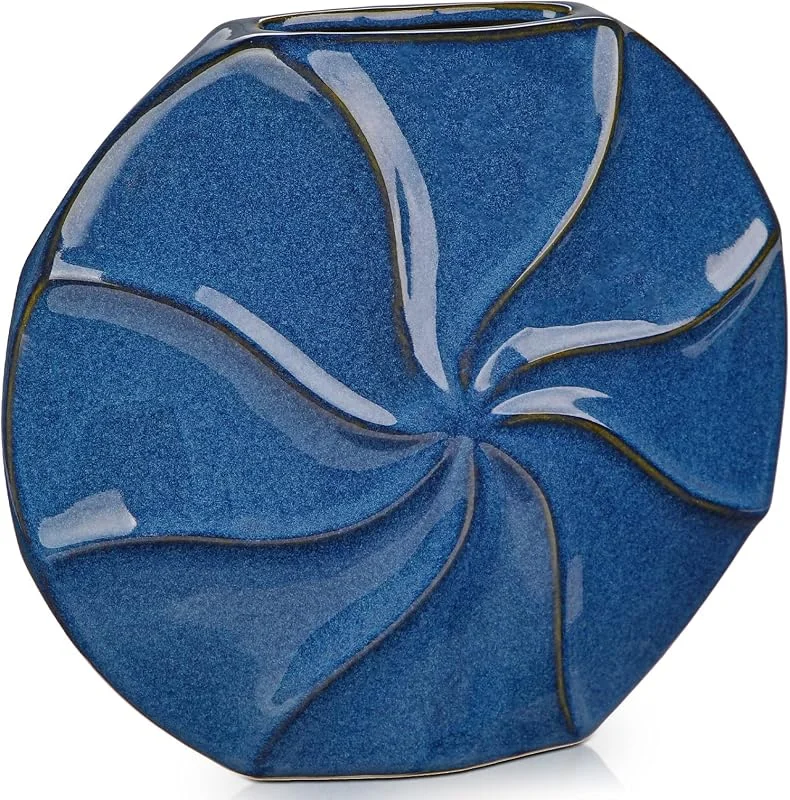 Besuche den Arborus-Store Keramik Vase Blau 18 cm Blumenvase Pastillen Dekovase für Blumen — Kerzenlicht Abendessen
