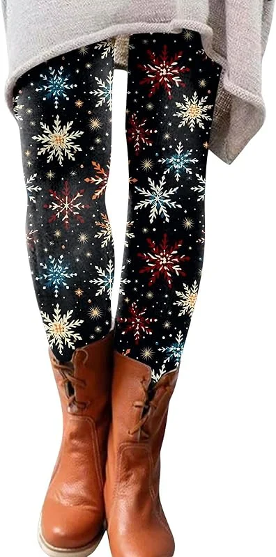 Marke: Générique Damen-Leggings, Weihnachtshose, bedruckt, Hip, hohe elastische Hose, dick, schöne Hip-Hose, Yoga, Eng, Sport, Jogging, Leggings, lang, Sport, Yogahose, Kleidung, Sportbekleidung, 32-Schwarz, Small — Weihnachtsmode
