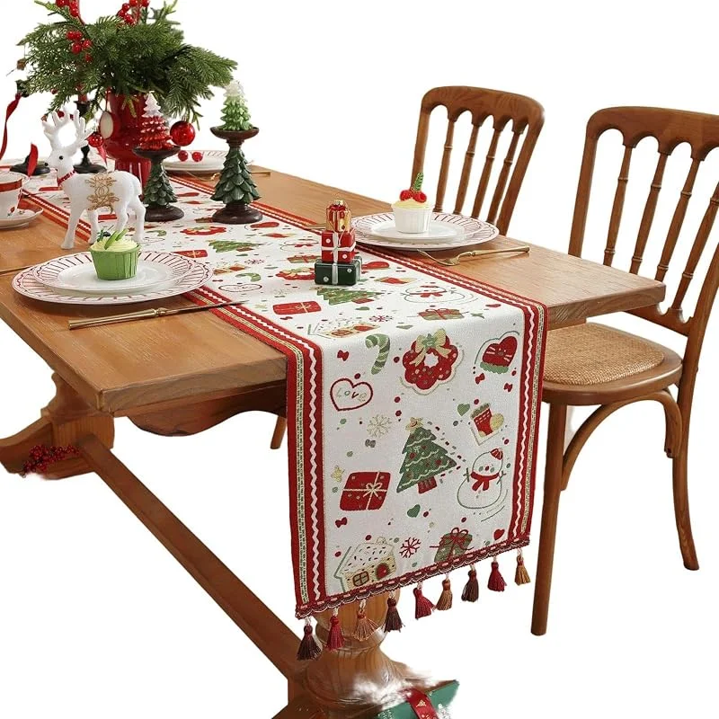 Marke: Ungtyb Tischläufer für Weihnachten, Bauernhaus, festliches Rentier, saisonale — Küche & Haushalt