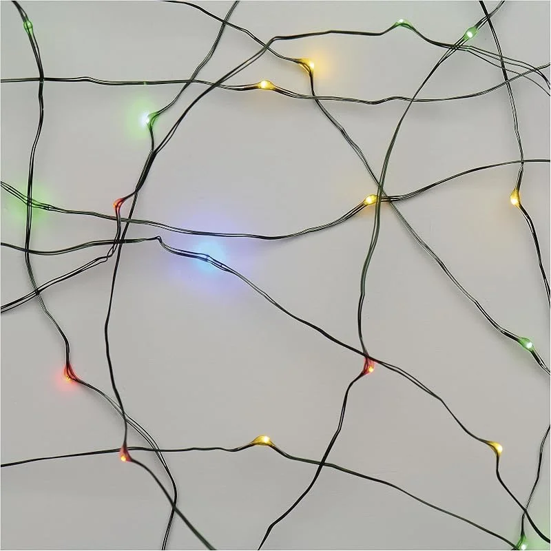 Besuche den EMOS-Store EMOS Multicolor Nano-Lichterkette für Innen und Außen (IP44), 4m lange LED-Weihnachtslichterkette NANO für Partys, Weihnachten, 6 Stunden Timer Funktion, Netzteil und Transformator, grünes Kabel — Weihnachtsbeleuchtung