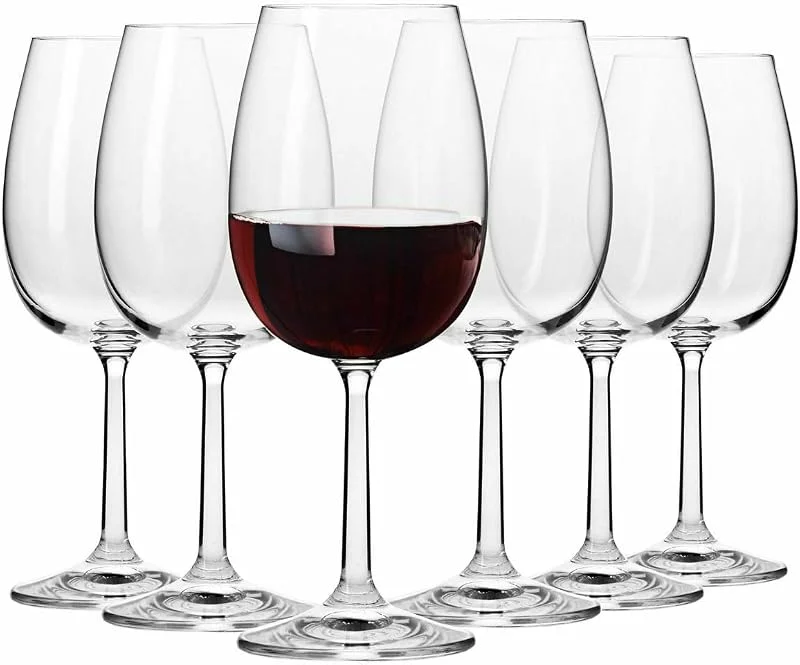 Besuche den Krosno-Store KROSNO Rotweingläser 390 ml – 6er Set – Pure Kollektion – Bleifreies Kristallglas – Elegantes Design und Zeitloser Stil — Wein und Festtafel