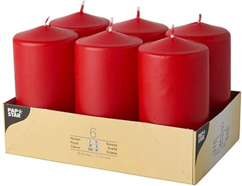 Besuche den PAPSTAR-Store 6 Stumpenkerzen Ø 60 mm · 115 mm rot. PS17997 — Advent und Tisch