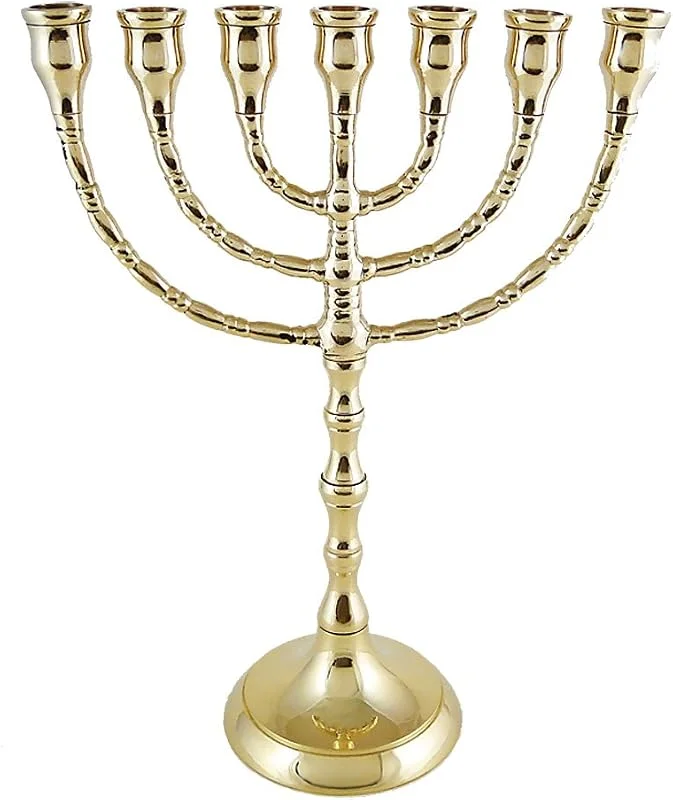 Besuche den NKlaus-Store NKlaus Menorah-Kerzenständer aus Messing, Handarbeit, 25cm, vernickelt — Kerzenlicht Abendessen