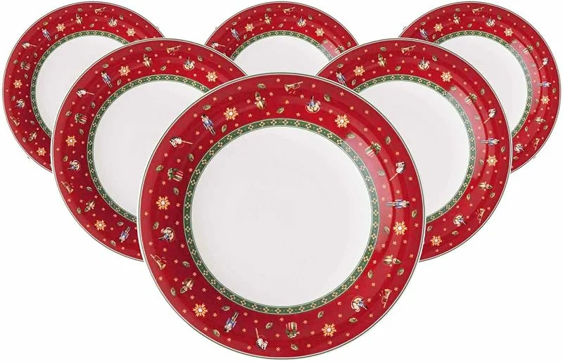 Villeroy & Boch – Toy's Delight Specials Speiseteller 6er Set Rot, Spülmaschinenfest, Mikrowellensicher, Großer Teller, Geschirr, Essteller, Weihnachtsgeschirr Toys, Premium Porzellan — Advent und Tisch
