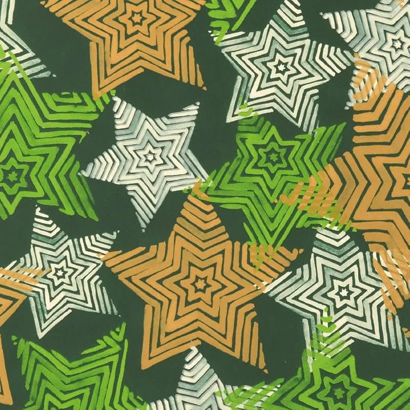 Marke: STAR Geschenkpapier 70cm x 2m Rolle Sterne Muster Weihnachtspapier grün gold — Geschenkverpackung