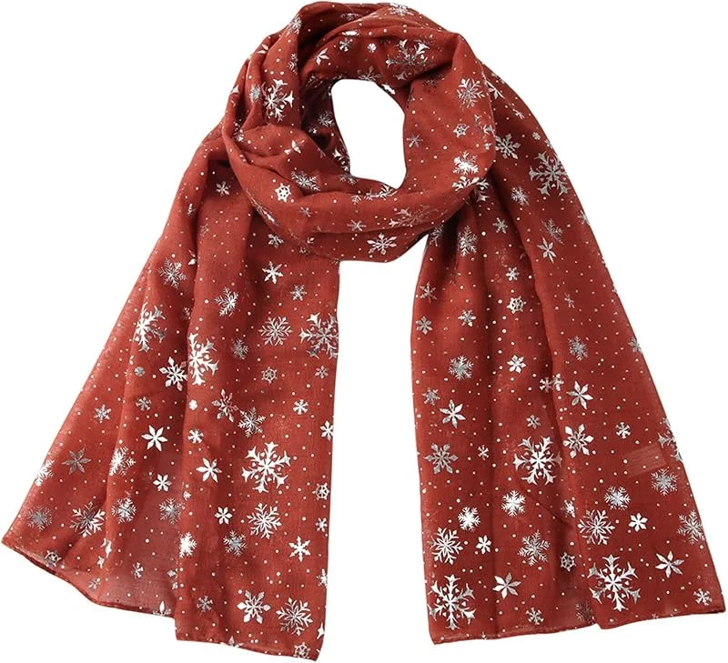 Marke: Generisch Generisch Klassischer Damen-Winterschal mit Schneeflockendruck weich gewebter Weihnachtsschal für festliche Anlässe wärmender Modebegleiter für kalte Tage vielseitig kombinierbares Accessoire — Weihnachtsmode