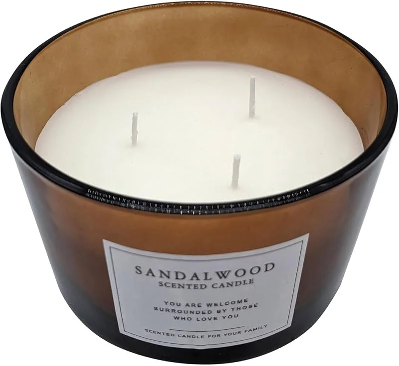 Besuche den Spetebo-Store 3-Docht Duftkerze im Glas 13 cm - Sandelholz Duft — Kerzenlicht Abendessen