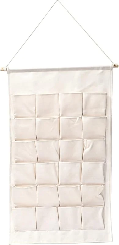 Marke: Hotainoys Weihnachts-Adventskalender, 24 Taschen, leer, zum Selbermachen, befüllbar, wiederverwendbar, zum Aufhängen, aus Stoff, Urlaubs-Aufbewahrungstasche, Beige — Advent und Tisch