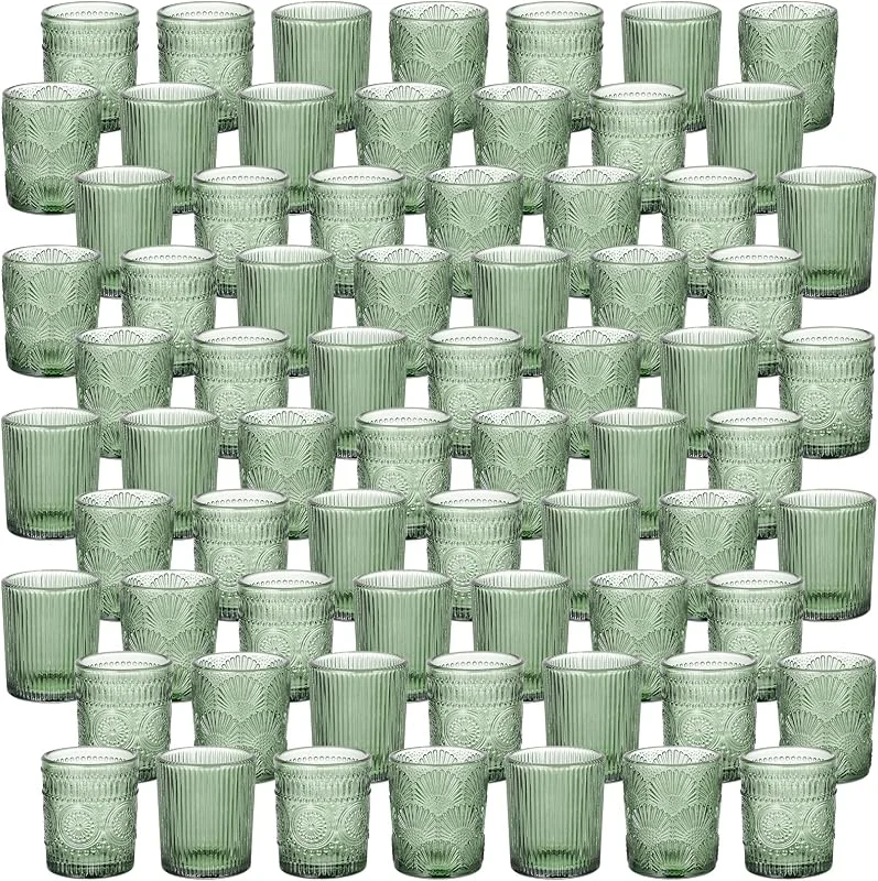 Marke: DNANAOL 70 Stück sortierte Votivkerzenhalter – Grüne Glas-Teelichter, Kerzenhalter in Großpackung, Teelichthalter für Tischdekoration, Hochzeitsdekoration, Heimdekoration — Kerzenlicht Abendessen