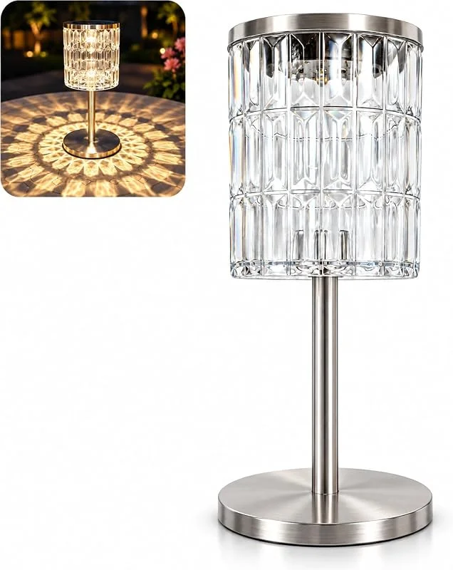 Besuche den Gadgy-Store Gadgy Solarlaterne Außen Kristalloptik – LED Solar Tischlampe Garten — Kerzenlicht Abendessen