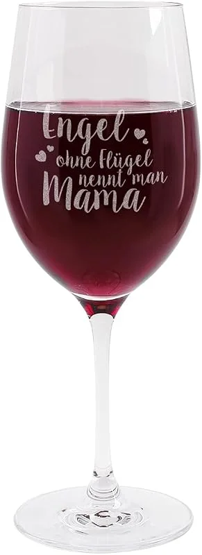 Besuche den Herz & Heim-Store Leonardo Rotweinglas zum Muttertag mit Spruch - Engel ohne Flügel nennt man Mama — Wein und Festtafel