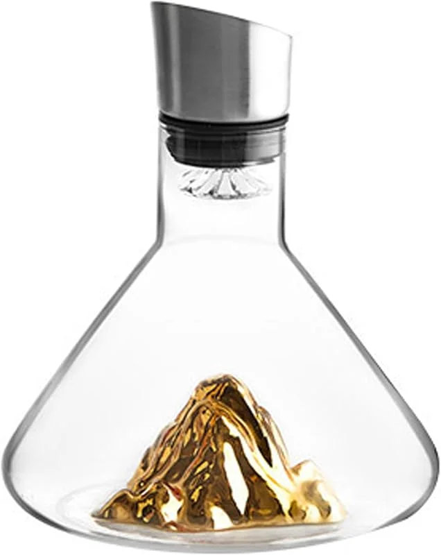 Marke: Hilai Weindekanter, 1500 ml Gold Mountain Weindekanter mit Belüfter, bleifreies Kristallglas, verstärkt und verbessert Geschmack und Aromen — Wein und Festtafel