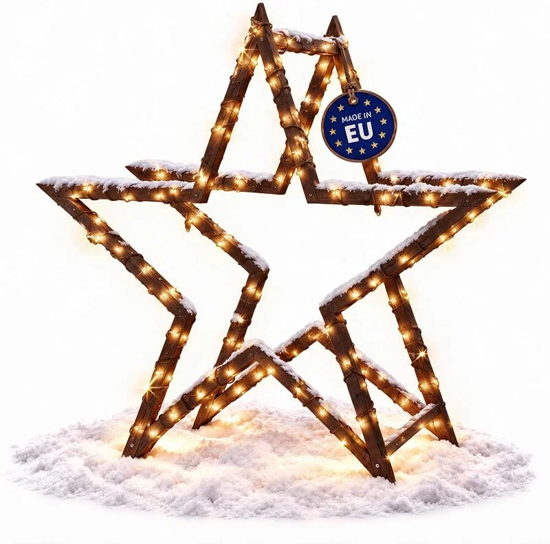Besuche den MODO24-Store MODO24 Weihnachtsstern Außen groß [EXTRA HARMONISCH] - Holzstern groß FSC — Weihnachtsdeko