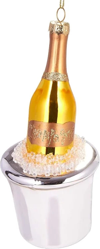 Besuche den BRUBAKER-Store BRUBAKER Champagnerkühler mit Flasche - Handbemalte Weihnachtskugel — Weihnachtsdeko