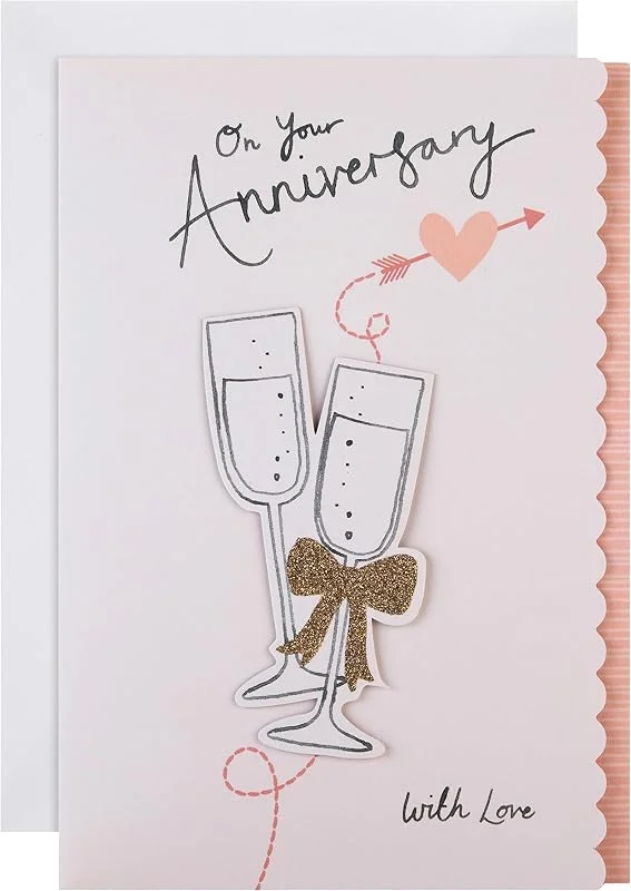 Besuche den Hallmark-Store Hallmark Jubiläumskarte für Paare – 3D-Champagnerglas-Design — Wein und Festtafel