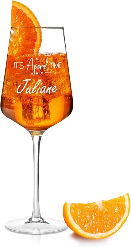Besuche den GRAVURZEILE-Store GRAVURZEILE Aperol Glas mit Gravur - It's Aperol Time - Personalisiert mit Namen - Geschenkidee für Aperol Spritz & Cocktail Liebhaber - Weinglas für Sangria & Lillet — Wein und Festtafel