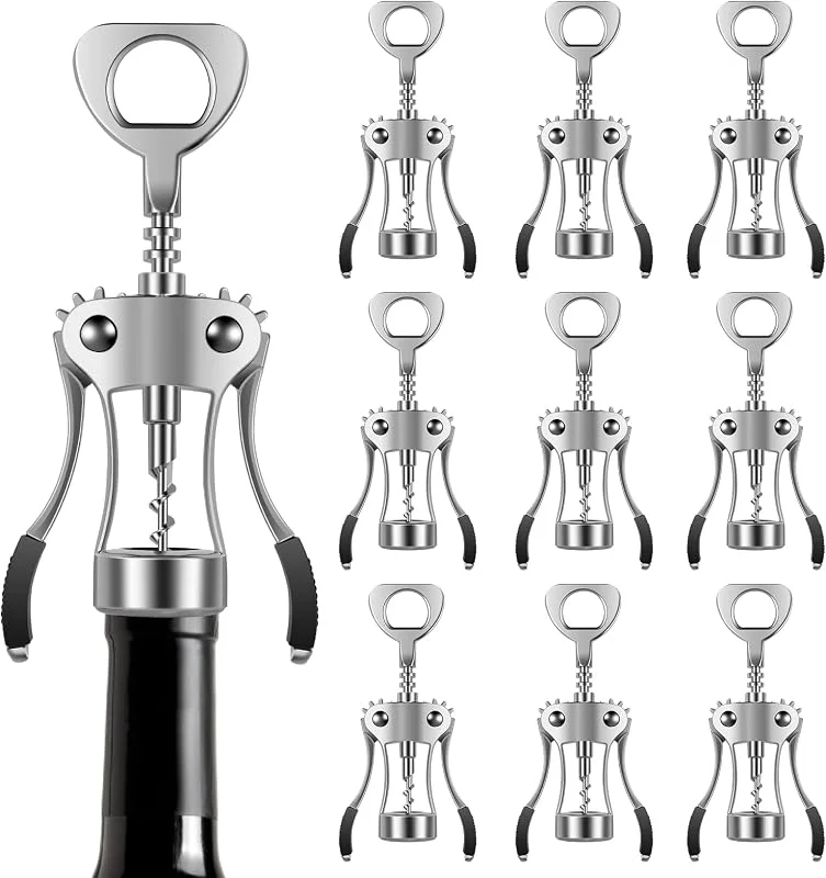 Marke: TKSDWBLTY Weinflaschenöffner, Edelstahl, Bierflaschenöffner, manueller Flügelkorkenzieher, eleganter Weinöffner, Werkzeug, 10 Stück — Wein und Festtafel