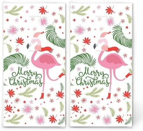 Marke: Paper+Design 20 einzelne Taschentücher Weihnachten Flamingo an Weihnachten. 2 Packungen mit 10 einzelnen Papiertaschentücher bedruckt als Geschenk. — Advent und Tisch