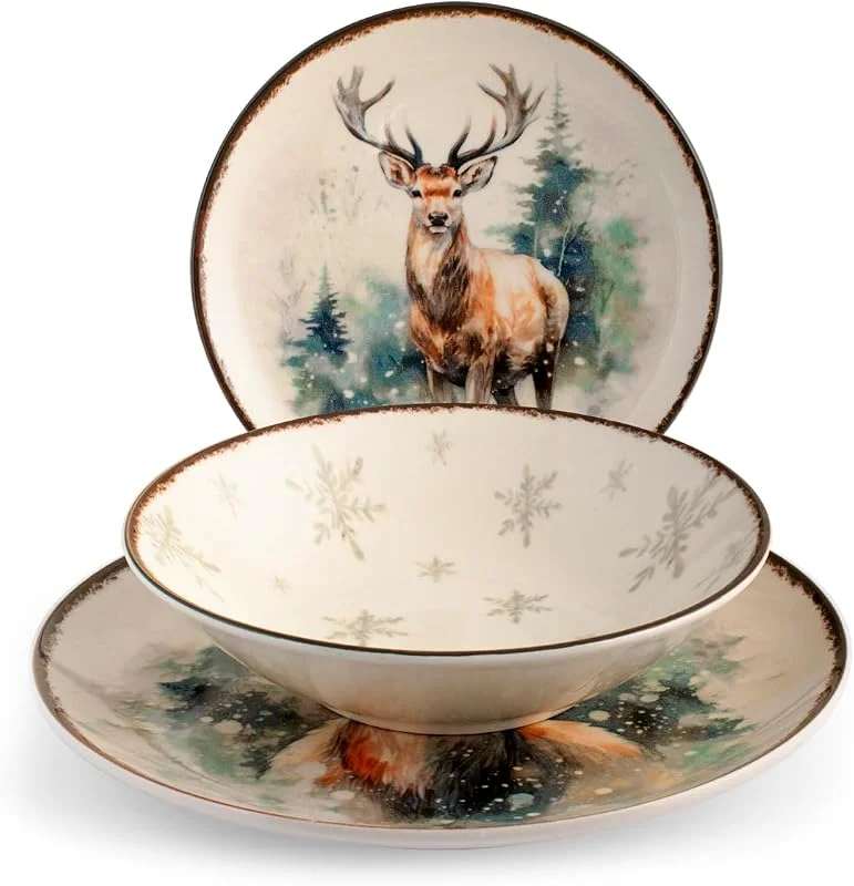 Marke: H&H H&H 18-teiliges Weihnachtsgeschirr-Set, Alaska — Advent und Tisch