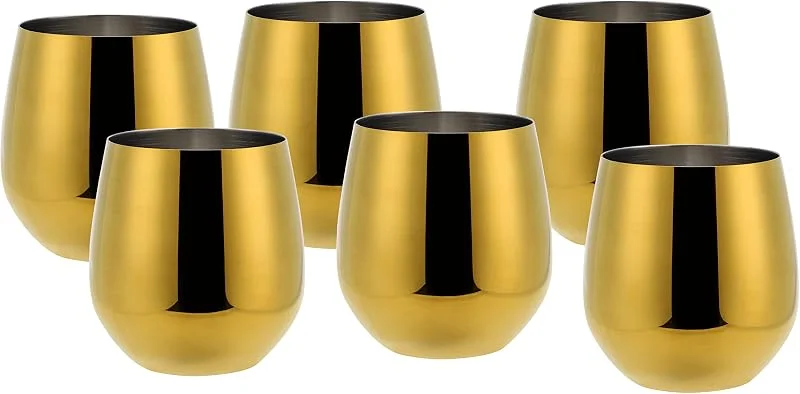 Besuche den ECHTWERK-Store ECHTWERK 6-teiliges Wein & Wasserkelch-Set aus Edelstahl, Gold-Edition, 500 ml, 10 x 9, 5 cm, EW-SG-1774G — Wein und Festtafel