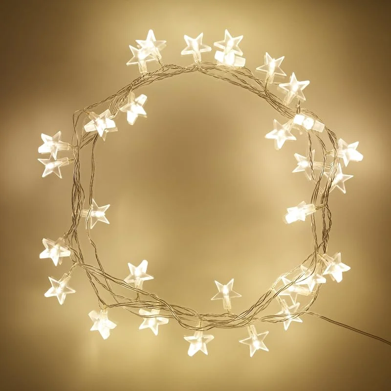 Besuche den Lights4fun-Store Lights4fun 2x 30er LED Lichterkette Sterne warmweiß Leuchtsterne Kinderzimmer Lichterkette Innen mit Stecker Lichterkette Innen Strom — Weihnachtsbeleuchtung
