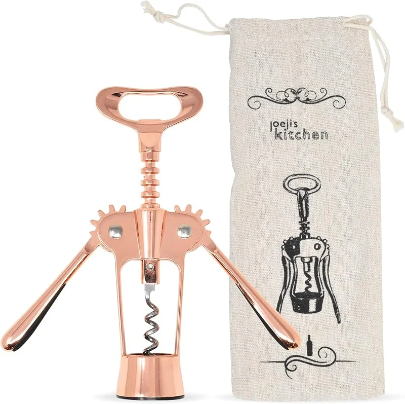 Besuche den joeji's Kitchen-Store joeji's Korkenzieher Flügel Zinklegierung Roségold – mit Leinenbeutel — Wein und Festtafel