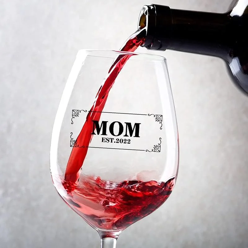 Marke: Rimego Weingläser-Set, 2 Stück, Promoted to Mom, Weinglas, Kelch, 325 ml, individuelle Weingeschenke für Frauen und Männer zum Geburtstag, Weihnachten und zu besonderen Anlässen — Wein und Festtafel