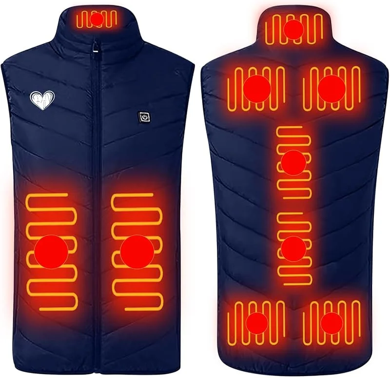 Marke: Generisch Beheizbare Weste Herren mit 9 Heizbereiche 1 Heizstufen Heizweste schnelles Aufheizen Ideal für Winterradfahren Camping Weihnachten und Halloween Beheizte Übergangsjacke Warme Winterjacke USB — Heizkleidung