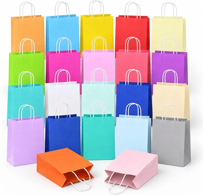 Besuche den Carehabi-Store 20 Stück Geschenktüten Kindergeburtstag Papiertüten mit Henkel 22*16*8 cm — Geschenkverpackung