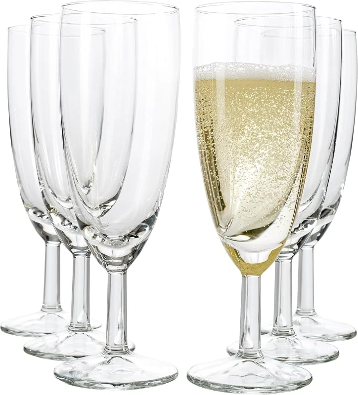 Besuche den Van Well-Store Van Well 6er Set Sektgläser Royalty 18 cl – Sektflöten aus Klarglas, Ø 5 cm, Höhe 16 cm, Champagnergläser, Prosecco- & Partygläser, elegant für Gastronomie & Zuhause — Wein und Festtafel