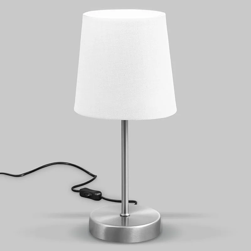 Besuche den B.K.Licht-Store B.K.Licht - Nachttischlampe mit Kabelschalter, E14 Fassung, Lampenschirm aus Stoff, Tischlampe, Lampe, Schreibtischlampe, Tischleuchte, Bürolampe, Leselampe, Leselicht, 30, 8x10 cm, Weiß — Kerzenlicht Abendessen