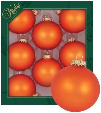 Besuche den Dekohelden24-Store Dekohelden24 Lauschaer Christbaumschmuck - 8er Set Kugeln Uni matt orange, 6, 7 cm, mit goldenem Krönchen + 50 Schnellaufhänger in Gold GRATIS zu Ihrer Bestellung dazu ! — Weihnachtsdeko