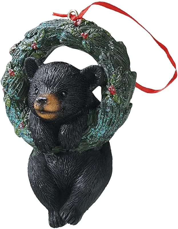 Marke: HYFAN HYFAN Weihnachtskranz für kleine Tiere, Schaukel, Ornament, hängende Dekoration für Weihnachtsbaum, Zuhause, Büro, Raumdekoration mit Schnur (Neuer, schwarzer Bär) — Weihnachtsdeko